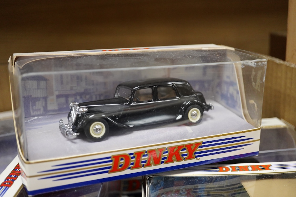 Forty-four boxed 1980s Matchbox Dinky vehicles, mainly cars, together with a few light commercial vehicles, a Mercedes-Benz coach, etc.